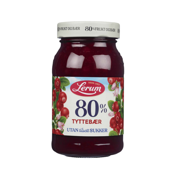 Lingonberry Jam No Added Sugar - Tyttebærsyltetøy u/Sukker 330g Lerum